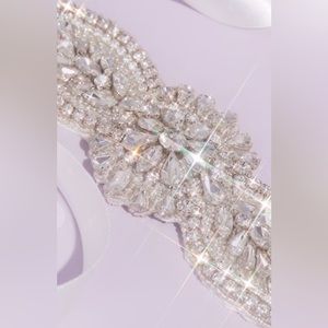 graduated scallops beaded satin sash